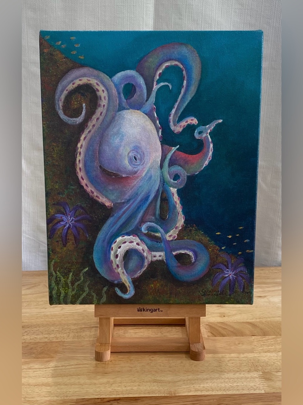 Original hand painted Art Octopus on gallery wrap canvas.